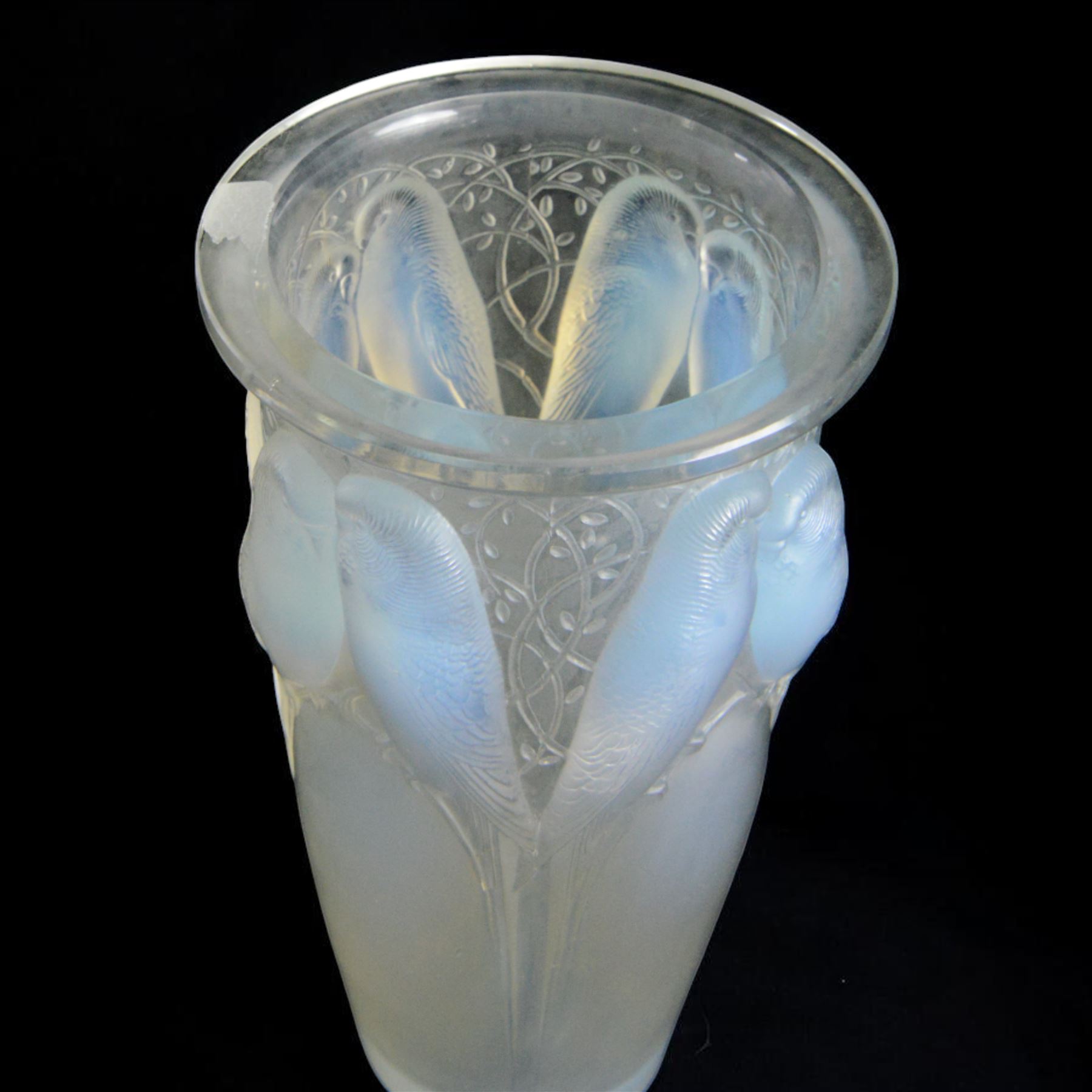 Rene Lalique (French 1860-1945), Ceylan pattern opalescent glass vase, model 905, designed circa 1924, engraved R Lalique France beneath, H24cm