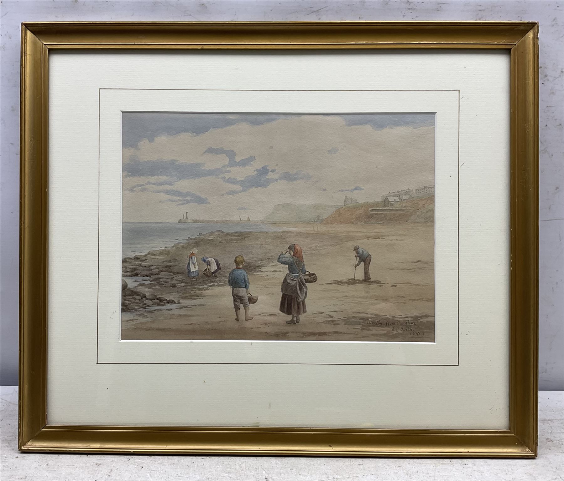 Edward C Booth (British 1821-post1893): 'Whitby from the Shoreline', watercolour signed titled and dated 1891, 25cm x 34cm
Provenance: private collection, purchased Bairstow Eves Whitby 8th September 1999