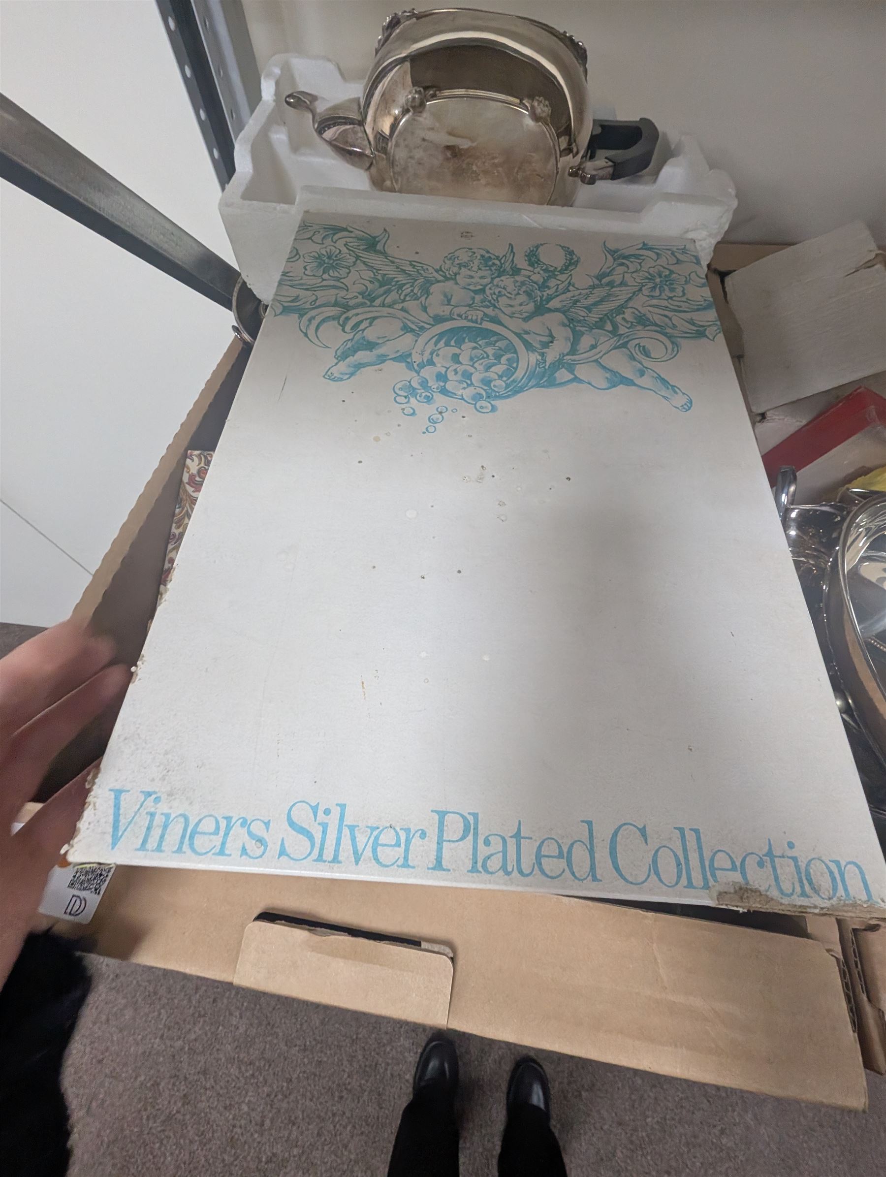 Large collection of silver plated items, including teapot, twin handled tray, cruet set and other metal ware etc