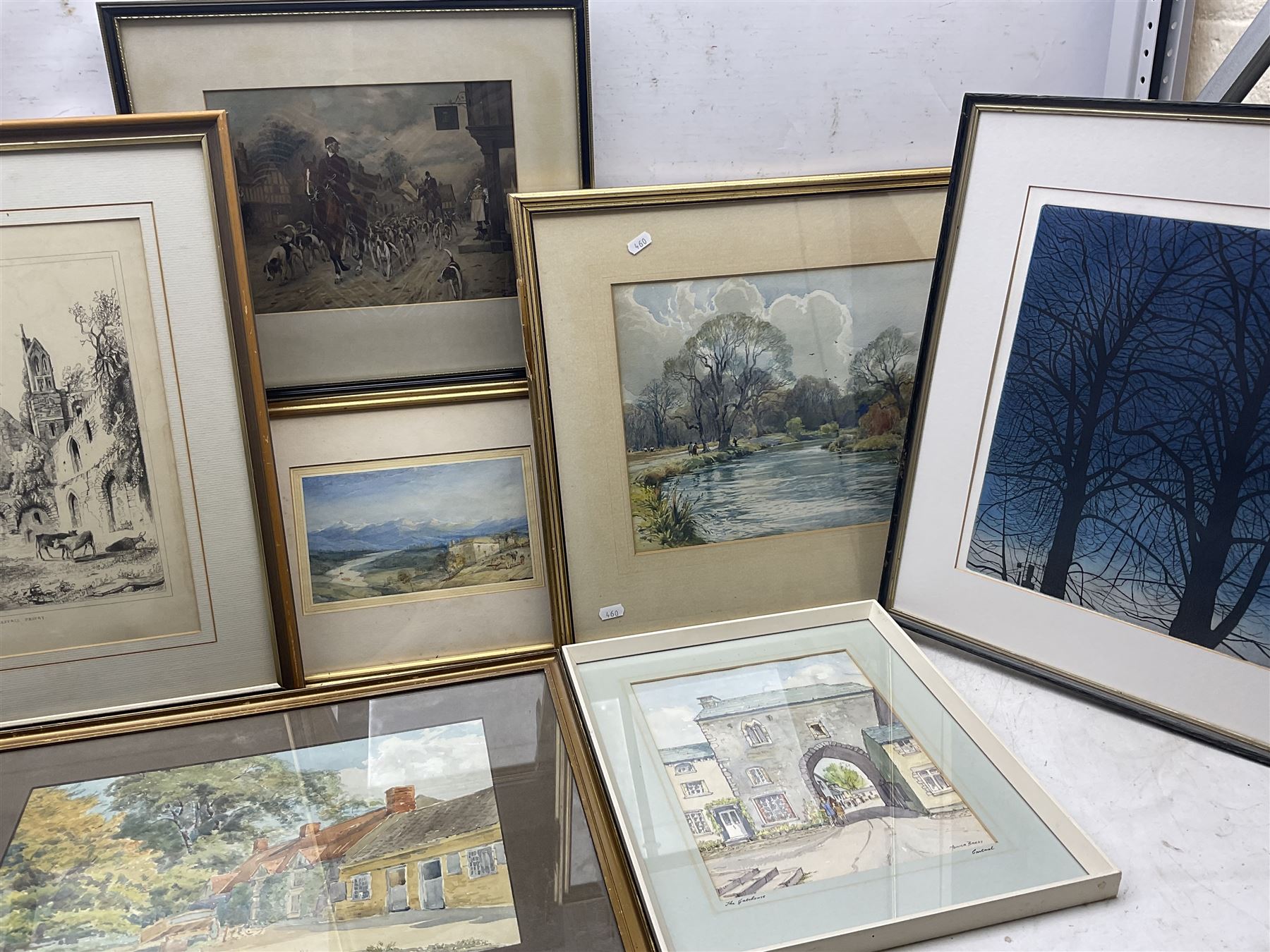 Collection of original watercolours to include George Trevor, H R Wilkinson, J Tucker and W H Burns with some other prints (qty)