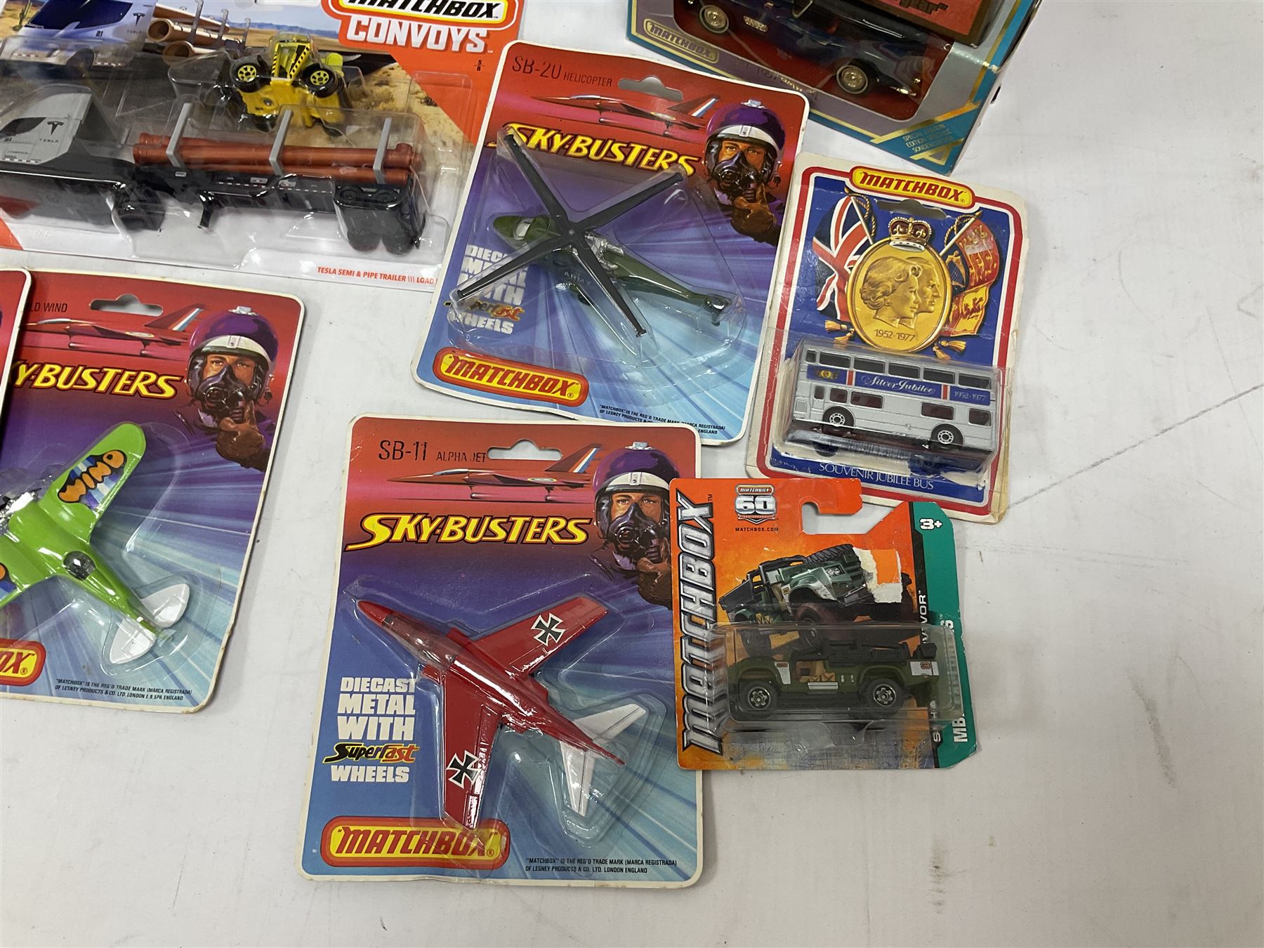 Matchbox - twenty-one die-cast models/sets including two x Superkings K-15; two x Superkings SP-760; two x Super Value Pack KS-804; five Skybusters; Convoys GBK70; Models of Yesteryear etc; all boxed/blister packed (21)