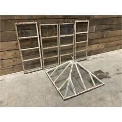 Victorian painted iron framed square garden cloche lantern, with associated sides (larger than the top piece), no fittings