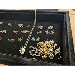 Group of silver earrings, including rainbows, clouds, skulls, crosses, etc, stamped 925