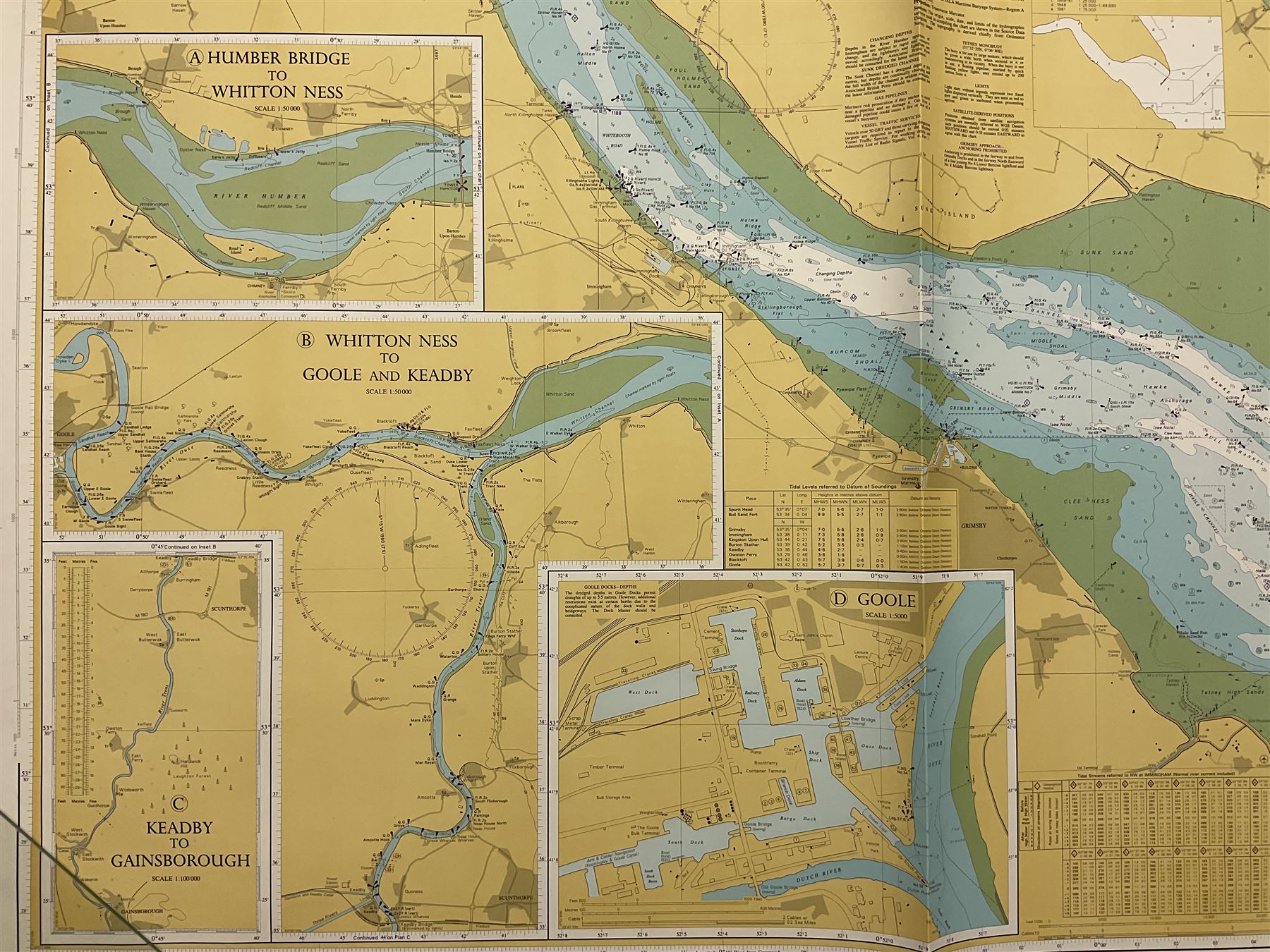 Two late 20th century charts of the River Humber entitled 'River Humber and the River Ouse and Trent' 1993 and 'River Humber Spurn to Barton Haven' (rolled)