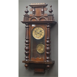  Early 20th century walnut cased Vienna style wall clock, H58cm  
