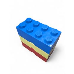 Collection of loose Lego, contained in three stackable Lego brick boxes