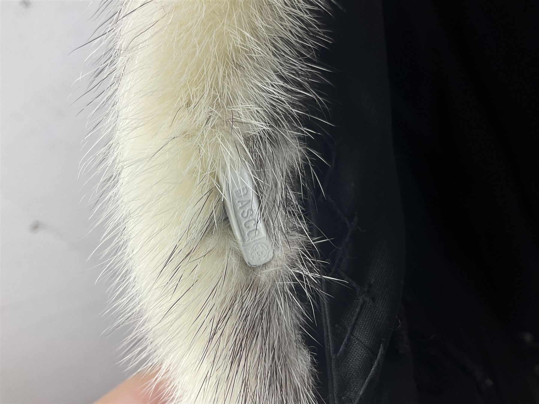 1980s Kohinoor mink 3/4 length coat, with embroidered floral lining, retailed by Ross Furriers Ltd, L112cm
