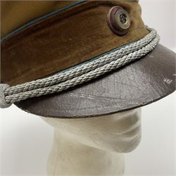 WW2 German Political Leaders brown cloth visor cap with metal insignia; labelled K. Hartel Weiden