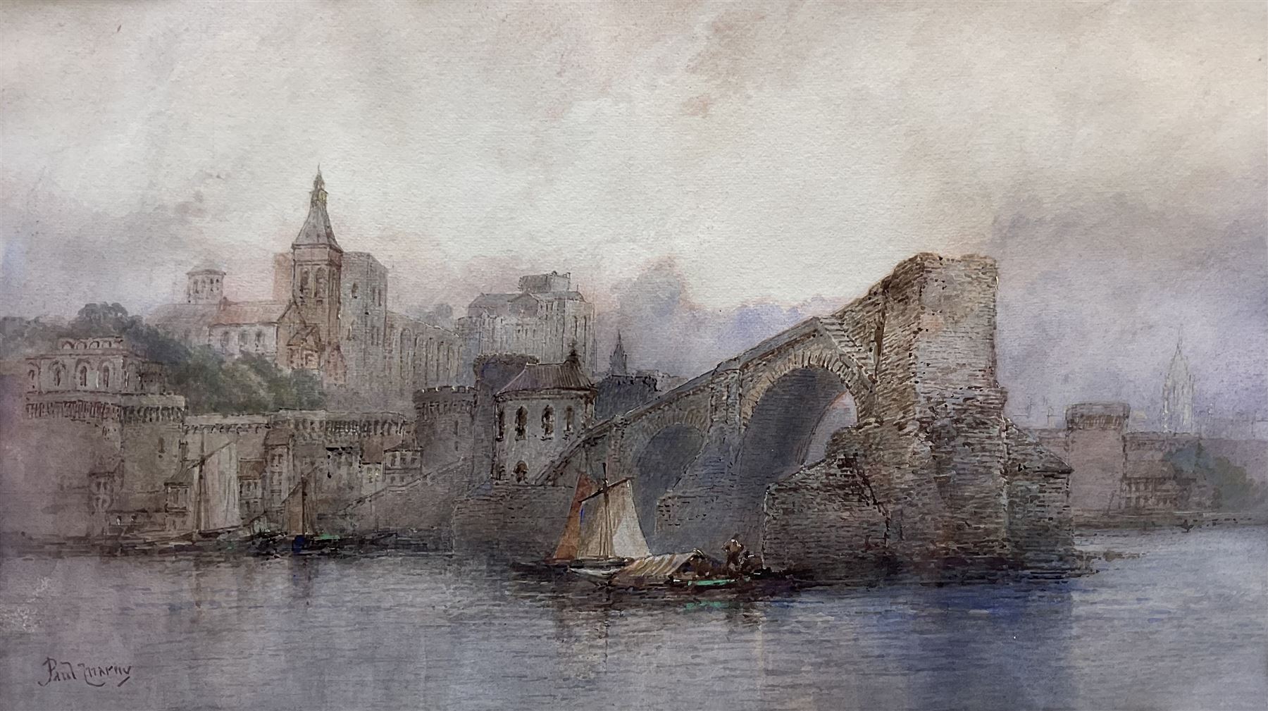Paul Marny (French/British 1829-1914): French Quayside, watercolour signed 32cm x 57cm 
Provenance: West Yorkshire dec'd estate