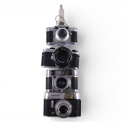 Collection of rangefinder and similar cameras, including Voigtlander, Retinette, Agima, Condor, Pentax, etc