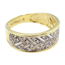 14ct gold diamond parquet design ring, hallmarked