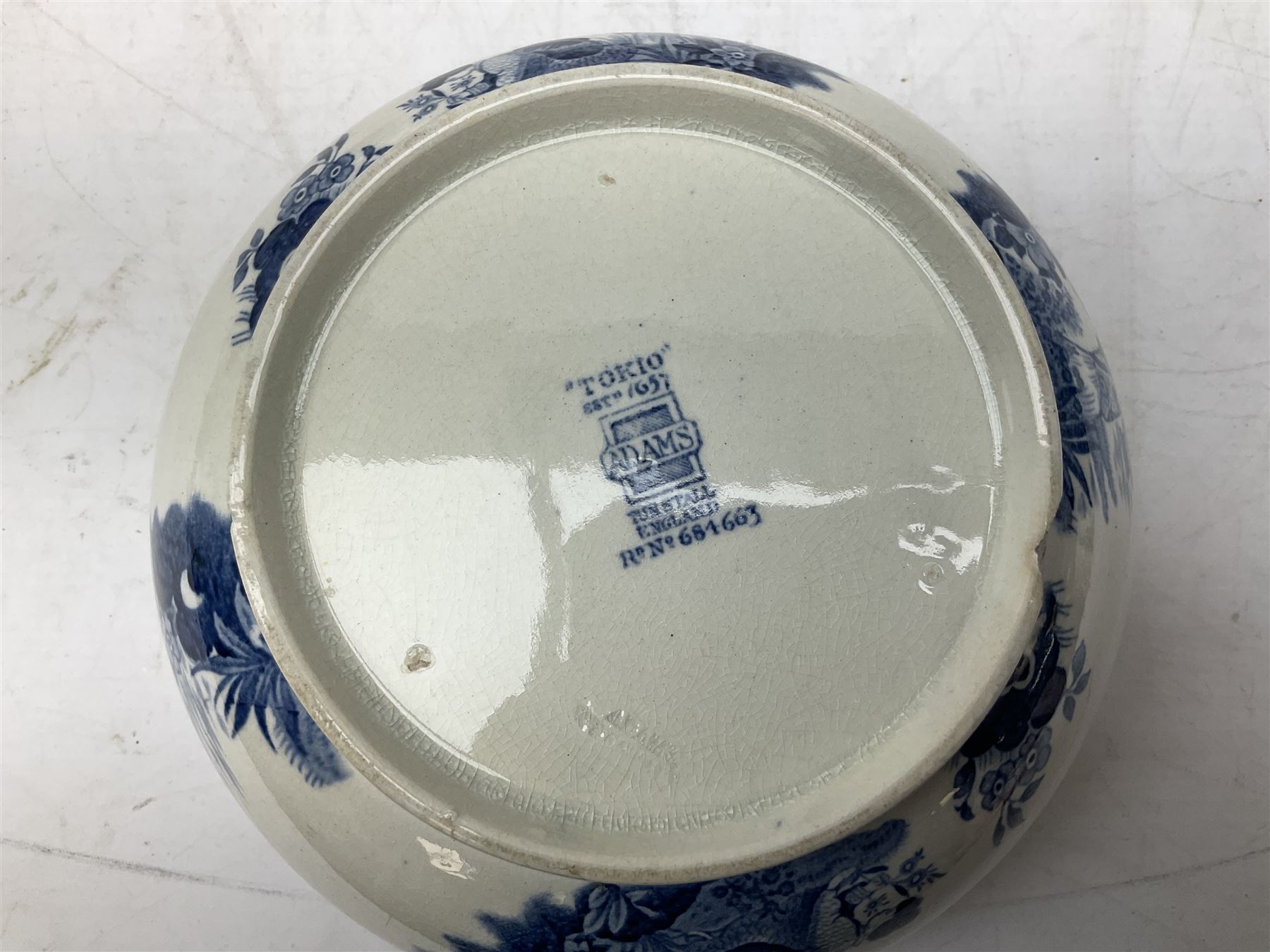 Mid 18th century Chelsea plate with gold anchor mark beneath, decorated with green floral sprays upon plain ground, the moulded cavetto shaped border with gilt rim, (A/F), D22cm, together with early 20th century Adams Tunstall Tokio pearlware slop bowl, Spode plate decorated in the Imari type pallette, with impressed and printed marks beneath, 19th century Indian Tree pattern breakfast cup and saucer, small polychrome enamelled vase and cover in the style of Samson of Paris, with marks beneath, and a pastille burner