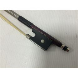 Intermusic 3/4 violin with a violet coloured solid wood body, ebonised fingerboard and fittings, bow and hard case, length 54cm