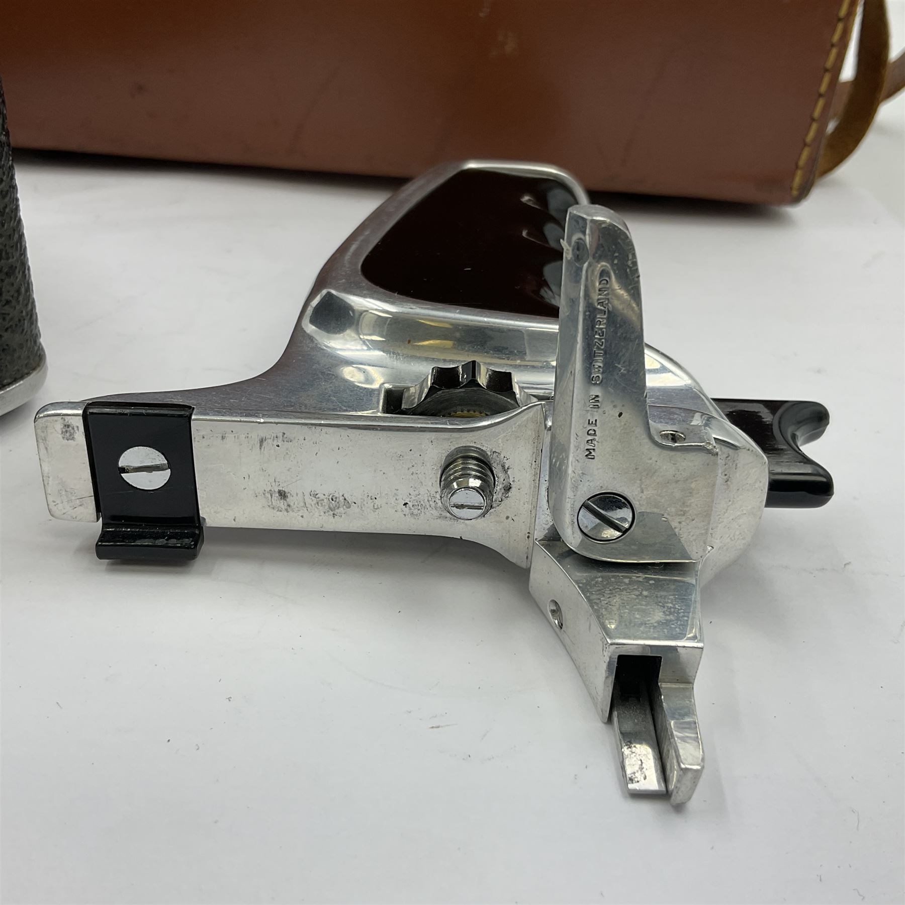 Paillard Bolex D8L STD 8mm cine camera body, serial no. 831223, with 'Paillard Switar 1:1.8 f=36mm AR' lens, serial no. 769123, Paillard Yvar 1:1.8 f=13mm AR' lens, serial no. 782154 and Paillard Pizard 1:1.9 f=5.5mm AR' lens, serial no. 717045, in leather carry case