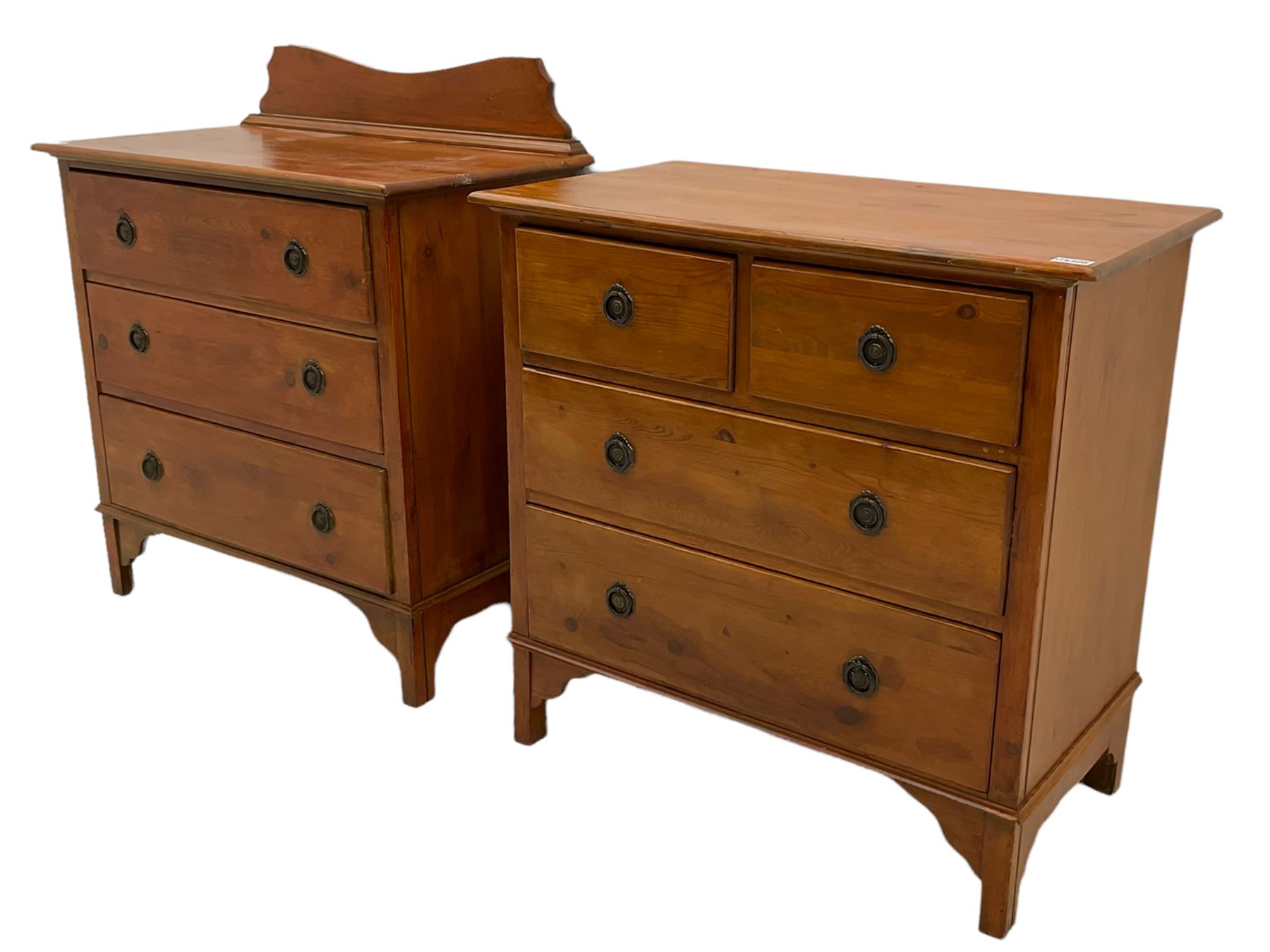 Two stained pine chests of drawers