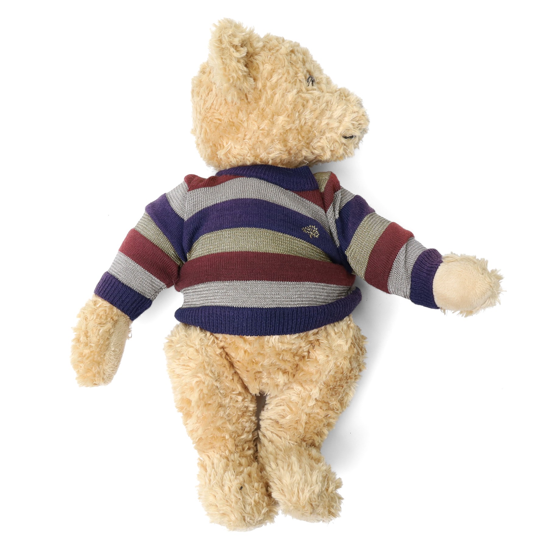 Steiff for Mulberry Teddy Bear, articulated bear wearing a striped Mulberry jumper, with original box