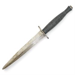  Fairbairn Sykes third pattern commando knife with ribbed grip L28.5cm
