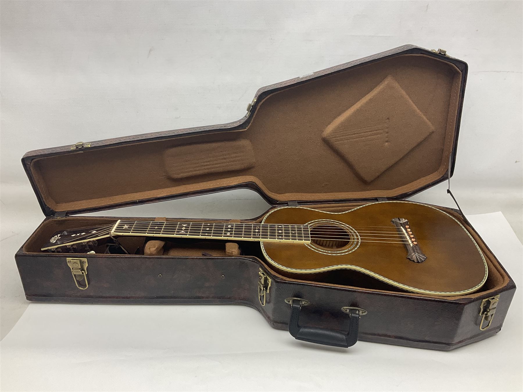 Indonesian crafted reissue of an early Washburn Parlour guitar, model