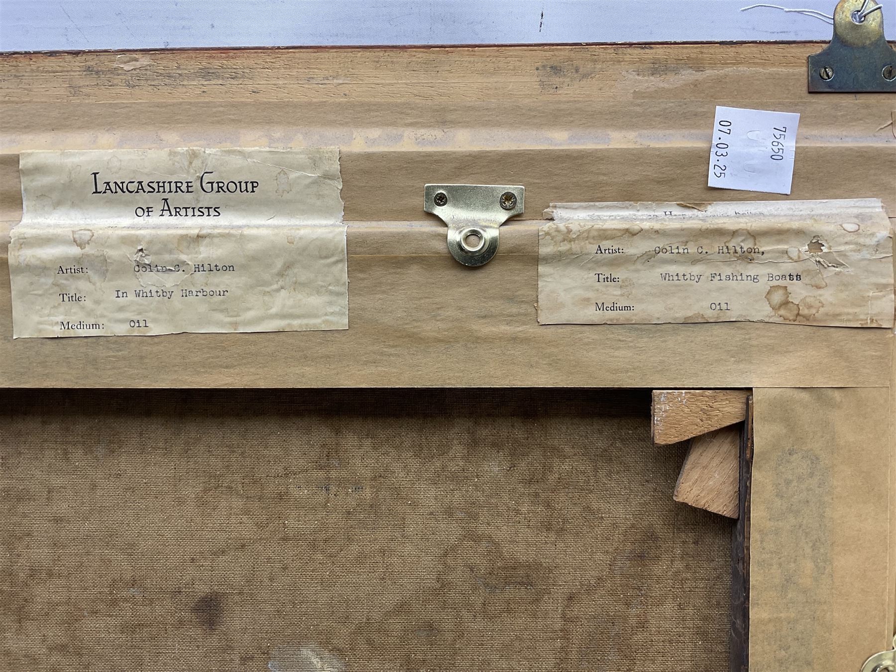 Colin Clough Hilton (British 1902-1984): 'In Whitby Harbour', oil on canvas signed, titled on labels verso 59cm x 79cm