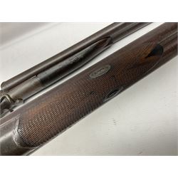 SHOTGUN CERTIFICATE REQUIRED - 19th century John Adams of London 12-bore double barrel side-by-side hammer gun with screw under-lever opening, 76cm (30