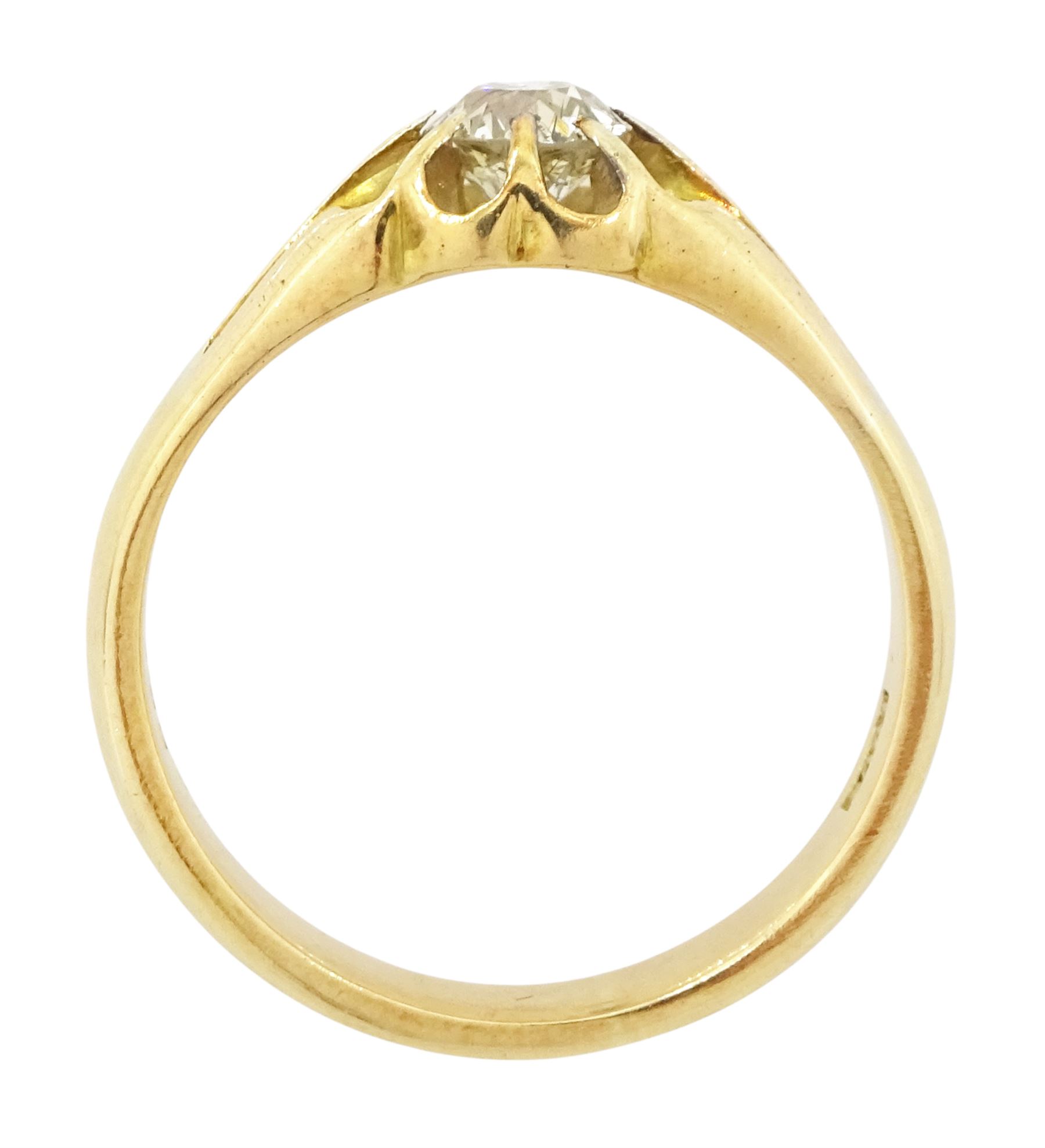Early 20th century gold diamond ring, eight claw set with a single old cut diamond of approx 0.45 carat, stamped 18ct