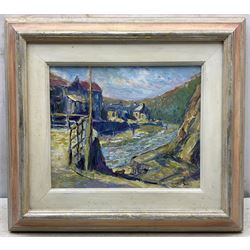 William P* (British Contemporary): ‘A Summer’s Day at Staithes’, acrylic on board indistinctly signed, further signed titled and dated 2000 verso 23cm x 29cm