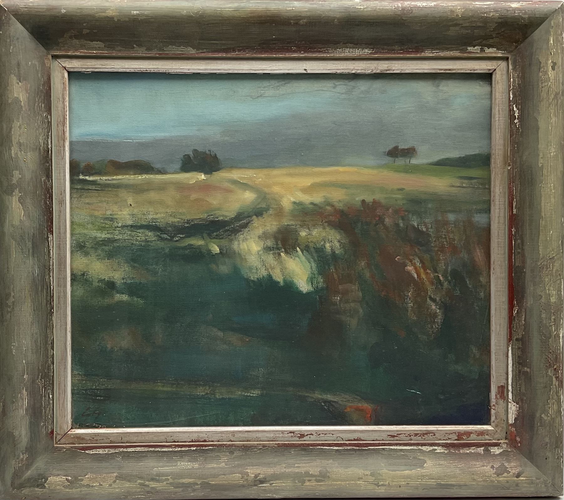 Gyorgy Gordon (Hungarian 1924-2005): 'On the Heath' Wakefield, oil on canvas signed with initials and dated '86, 34cm x 40cm 
Provenance: purchased from the artist by the vendor