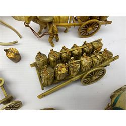 Collection of Japanese celluloid figures, including Rickshaw groups, fishing scene, oxen etc 