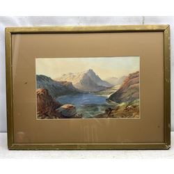 Hermann Ottomar Herzog (German-American 1832–1932): Mountainous Lake Landscape, watercolour signed 29cm x 48cm 
