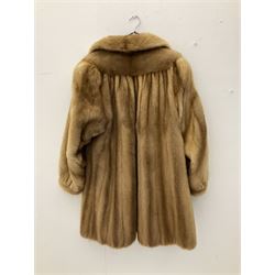 Ladies full length light brown mink fur coat. 