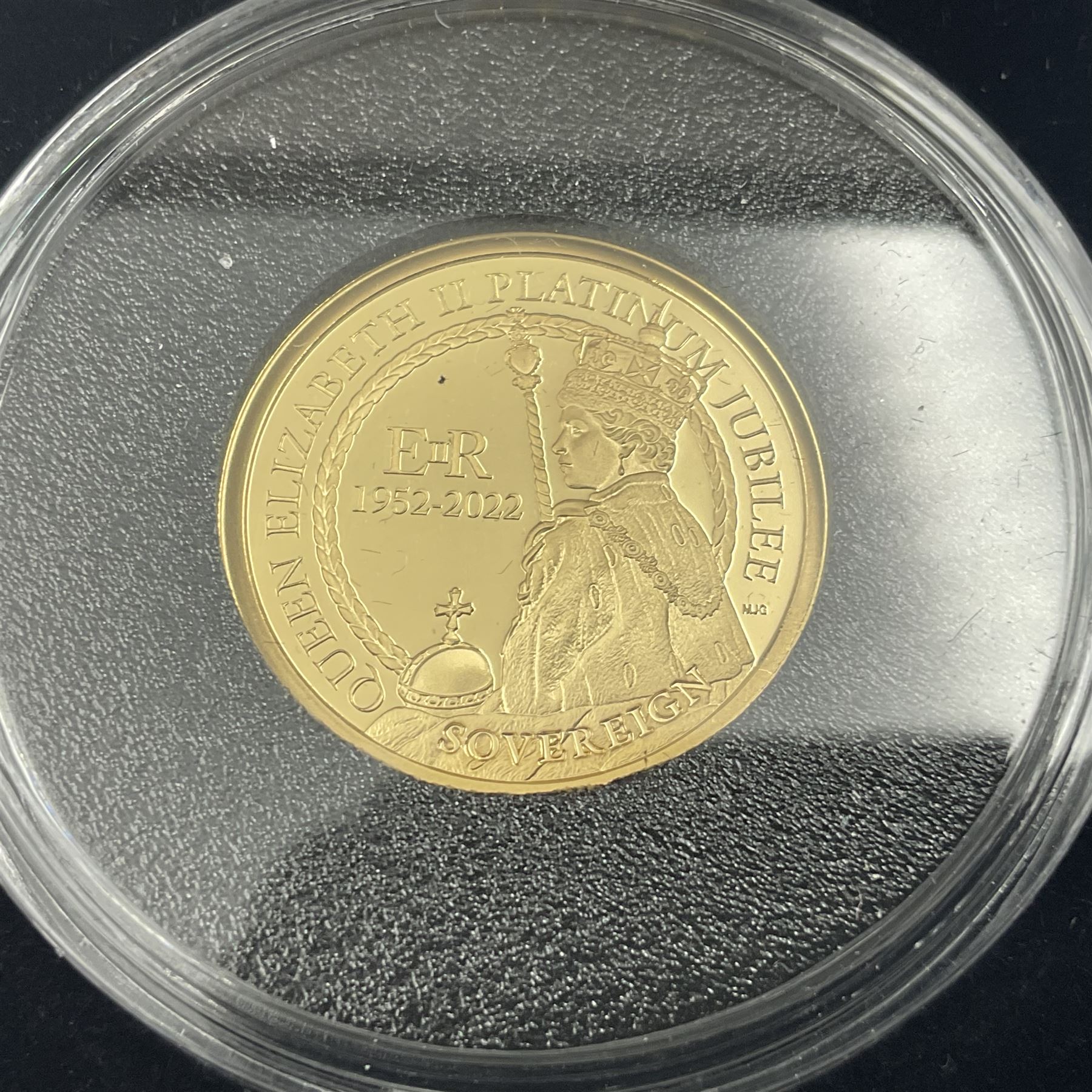 Queen Elizabeth II Tristan da Cunha 2022 'Platinum Jubilee' gold proof half sovereign coin, cased with certificate