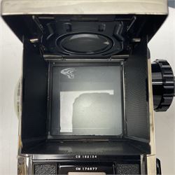 Bronica S2a, type 2 camera body, Serial no. CB152124, with 'Nikon NIKKOR-P 1:2.8 f=75mm' lens, serial no. 190143, in original box 