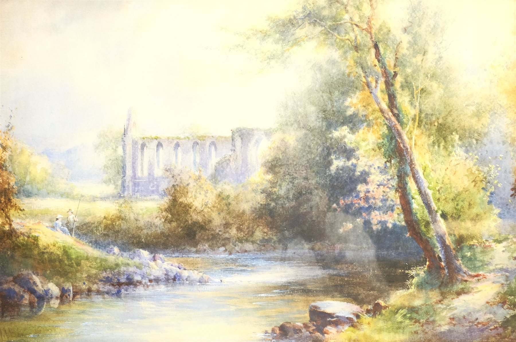 William Joseph Boyes (British 1871-1919): The Wharfe at Bolton Abbey, watercolour signed 35cm x 53cm