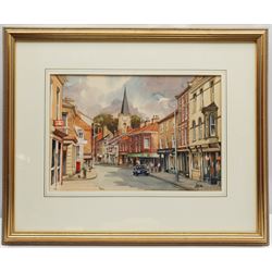 Terry Logan (British 1938-): Yorkersgate Malton, watercolour signed 24cm x 35cm