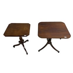 Two 19th century mahogany tilt-top wine tables (W66cm, H73cm, D58cm & W53cm, H73cm, D47cm)