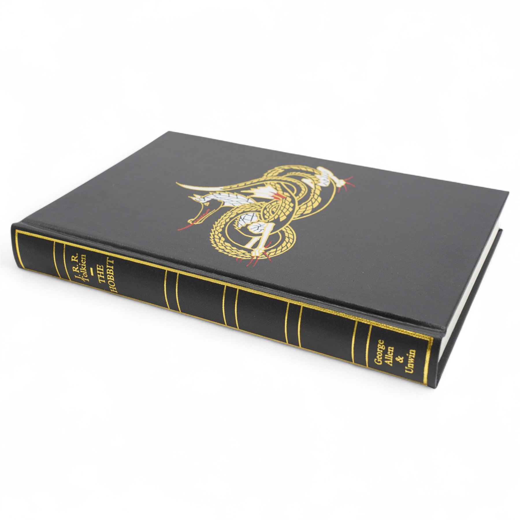 Tolkien, J.R.R. - The Hobbit or There and Back Again, De Luxe edition, George Allen and Unwin Ltd 1976, publishers black cloth with gilt dragon in presentation box with paper label