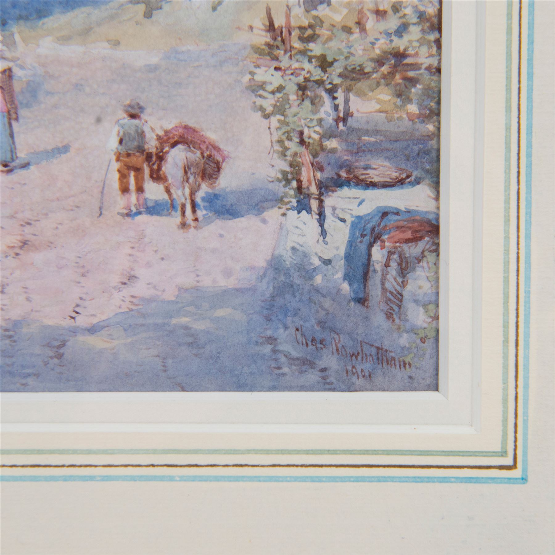 Charles Edmund Rowbotham (British 1856-1921): Italian Lakeside Landscape, watercolour signed and dated 1901, 20cm x 44cm 