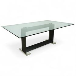 Cattelan Italia - Monaco glass top dining table on wenge base, bevelled and rounded edge c...