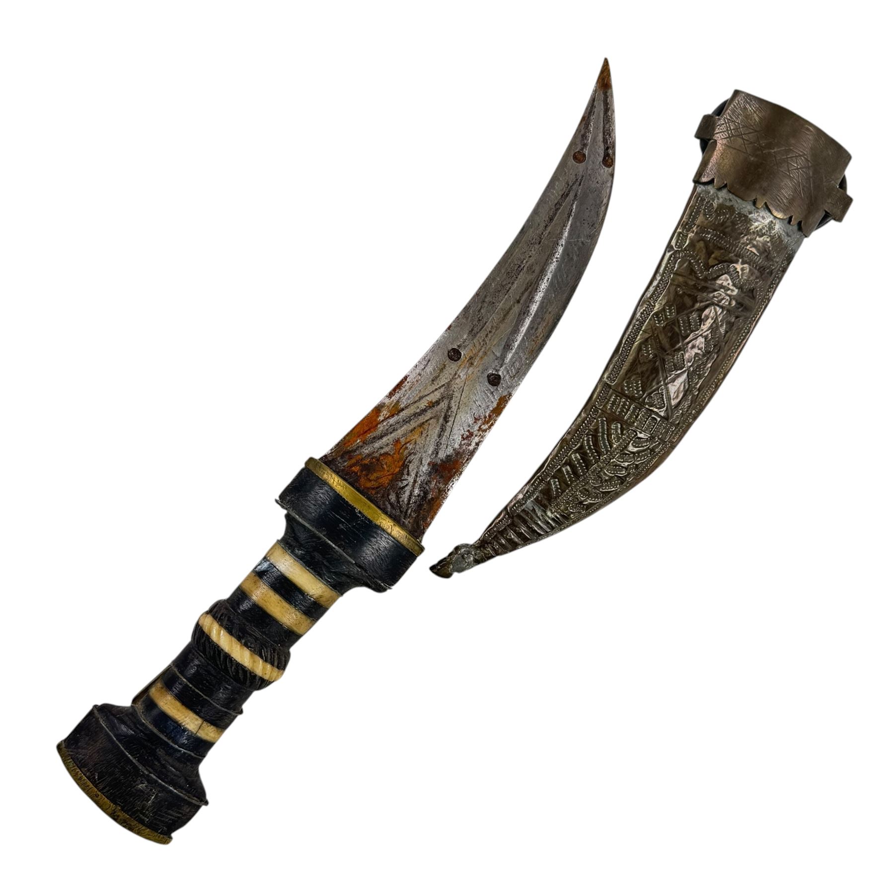 Model cannon, together with Kukri, copper power flask etc 