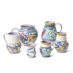 Collection of Poole pottery wares, five stamped with Carter Stabler Adams marks to base, i...