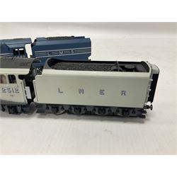 Hornby ‘00’ gauge - Class A4 4-6-2 locomotive ‘Silver Fox’ no.2512 in LNER silver; Princess Coronation Class 4-6-2 locomotive ‘Coronation’ no.6220 in LMS blue; both unboxed (2)