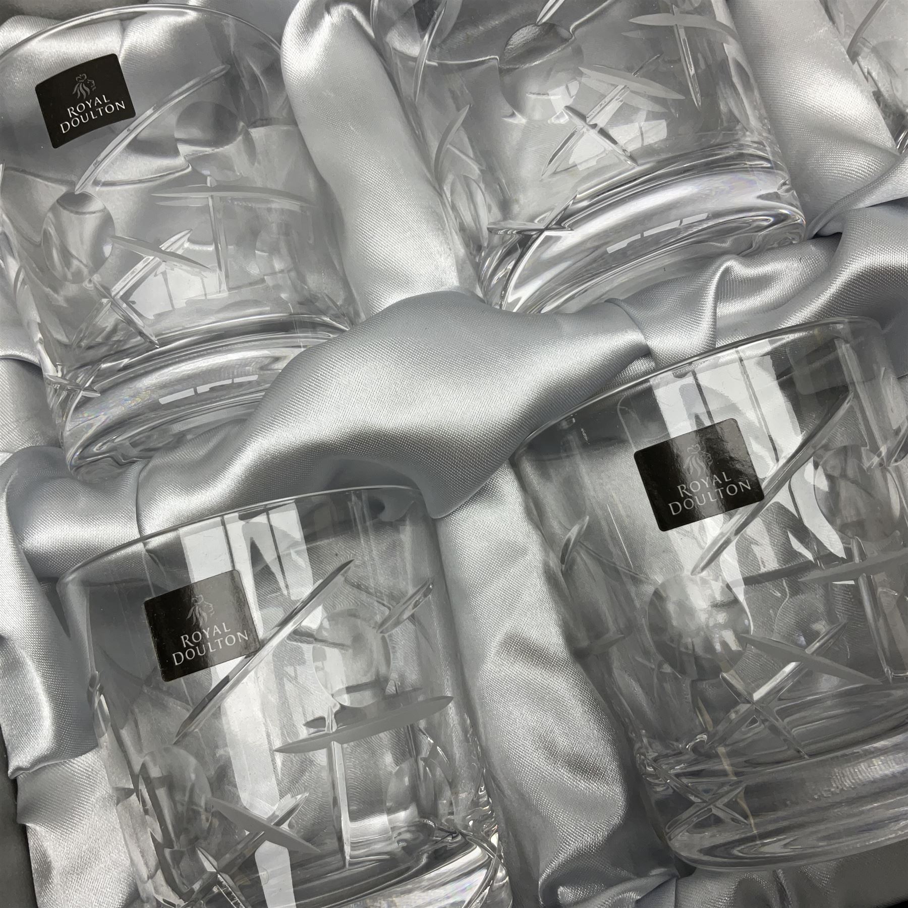 Boxed set of six Royal Doulton Crystal tumblers in the Lunar pattern