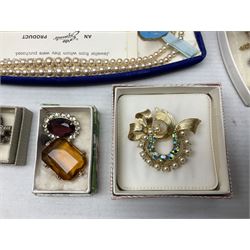 Victorian and later jewellery including silver thimble, rolled gold pendants, earrings and brooches and a collection of wristwatches including Sekonda, The Westminster Collection Historic Timepieces Spitfire pocket watch etc