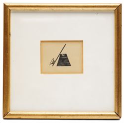 Eric Gill (British 1882-1940): Executioner's Axe and Block, wood engraving unsigned 5cm x 6.5cm
