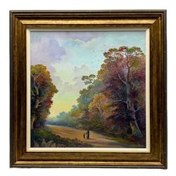 Bruce Kendall (British Contemporary): ‘The Avenue - Temple Newsam’ Leeds, oil on board signed 45cm x 45cm