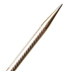 Sampson Mordan & Co. hexagonal gold combination dip pen and propelling pencil with engraved decoration and bloodstone seal, L9.3cm, together with a Wahl Eversharp gold filled pencil