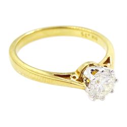 18ct gold single stone diamond ring, hallmarked, diamond 0.75 carat