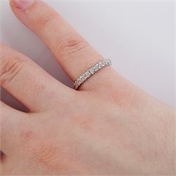 Platinum round brilliant cut diamond full eternity ring, hallmarked, total diamond weight approx 0.70 carat