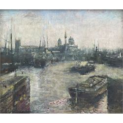 James Neal (Northern British 1918-2011): 'Princes Dock Hull', oil on board signed, titled verso 20cm x 24cm