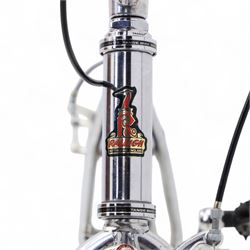 1980s Raleigh Cromo Burner BMX bike, with some original and some upgraded parts, including Oval Competition section frame and fork, Tange black rubber grips, Redline chain wheel, DMR Bikes V6 pedals and Duro Nylon F-075 tyres